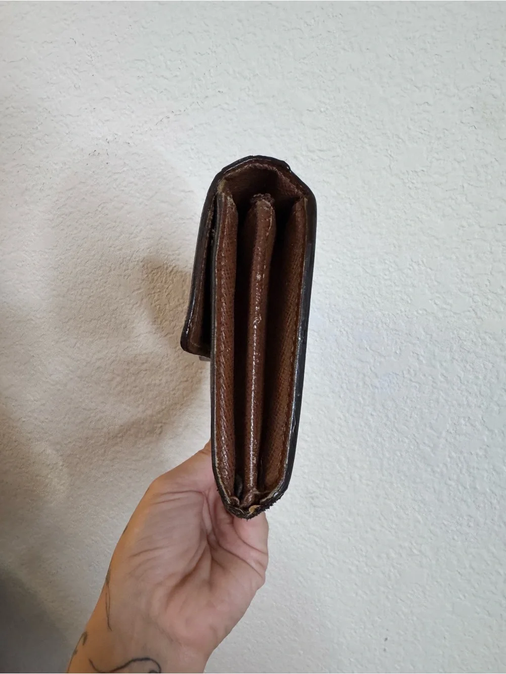 Louis Vuitton Monogram Flap Wallet in Brown with Gold Hardware